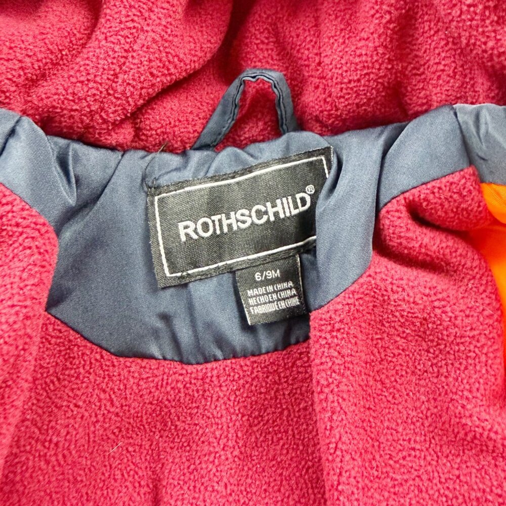 Rothschild Baby Hooded Winter Jacket Navy Blue Tan Sherpa Coat Fleece Lined - Picture 2 of 5